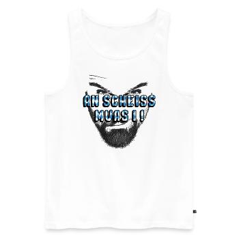 An scheiss muas i bayrisch dialekt - Männer Premium Bio Tank Top - Weiß - Vorne - Michal (187cm)