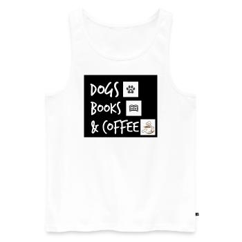 Dogs, books & coffee - Männer Premium Bio Tank Top - Weiß - Vorne - AI Model Male 178 light (178cm)