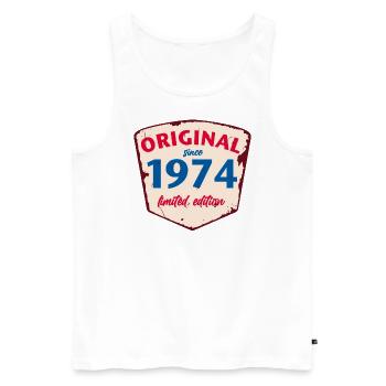 1974 Blechschild - limeted edition - Vintage - Männer Premium Bio Tank Top - Weiß - Vorne - AI Model Male 178 light (178cm)