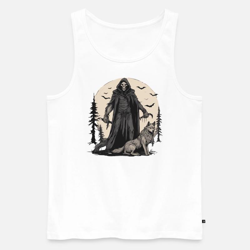 Wolf als Sensenmann - Männer Premium Bio Tank Top - Weiß