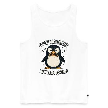 Ne me regarde pas dans ce ton drôle de pingouin - Débardeur bio Premium Homme - blanc - Devant - Michal (187cm)