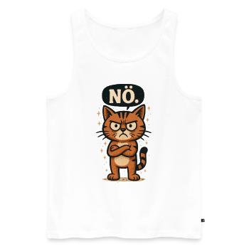 Lustige Katze mit frechem Spruch Nö - Männer Premium Bio Tank Top - Weiß - Vorne - Michal (187cm)