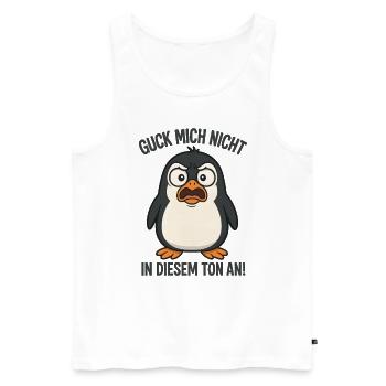 Ne me regarde pas sur ce ton Pingouin - Débardeur bio Premium Homme - blanc - Devant - AI Model Male 178 light (178cm)