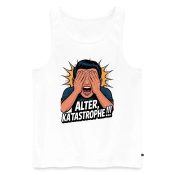 Alter Katastrophe Lustiger Spruch Meme - Männer Premium Bio Tank Top - Weiß - Vorne - Michal (187cm)