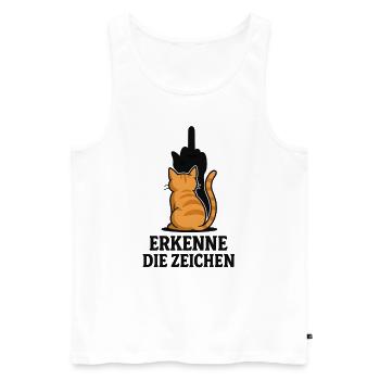 Erkenne die Zeichen Katze Mittelfinger - Männer Premium Bio Tank Top - Weiß - Vorne - AI Model Male 178 light (178cm)