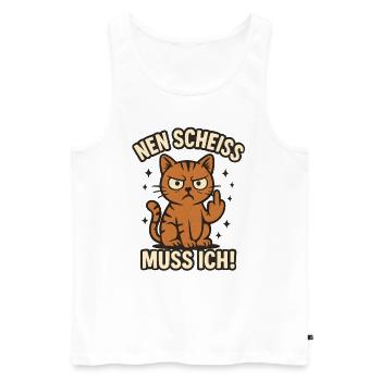 Funny cat with a cheeky saying 'a shit - Men's Premium Organic Tank Top - white - Front - AI Model Male 178 light (178cm)