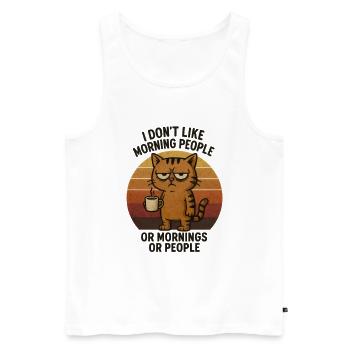 Cat with coffee, I hate people - Men's Premium Organic Tank Top - white - Front - Michal (187cm)