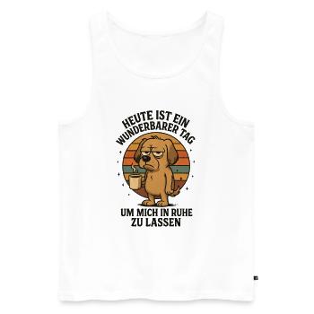 Funny Office Dog Saying with Coffee - Men's Premium Organic Tank Top - white - Front - Michal (187cm)