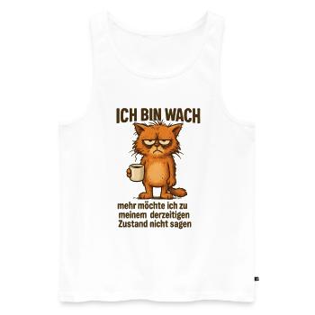 Ich bin wach Kaffee Katze - Männer Premium Bio Tank Top - Weiß - Vorne - AI Model Male 178 light (178cm)