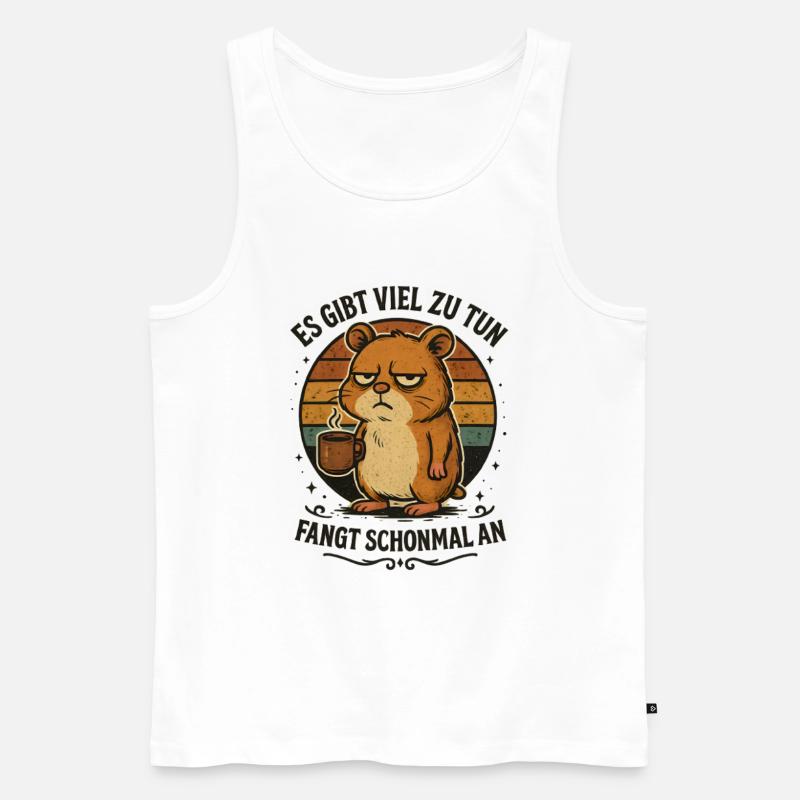 Lustiger Hamster Kaffee schlechte Laune - Männer Premium Bio Tank Top - Weiß