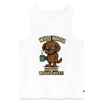 Le testament était là Drôle de chien dans le bureau - Débardeur bio Premium Homme - blanc - Devant - AI Model Male 178 light (178cm)
