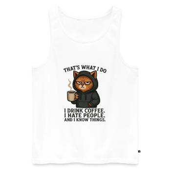 Cool Cat That's What I Do Coffee - Men's Premium Organic Tank Top - white - Front - AI Model Male 178 light (178cm)