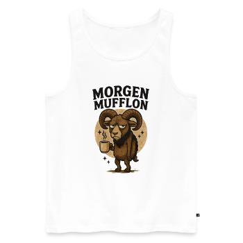 Matin gruuch café matin mouflon - Débardeur bio Premium Homme - blanc - Devant - AI Model Male 178 light (178cm)