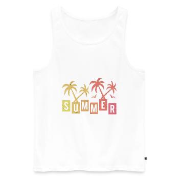Été palm mouette soleil vintage vacances - Débardeur bio Premium Homme - blanc - Devant - Michal (187cm)
