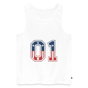 Anzahl 01 USA - Männer Premium Bio Tank Top - Weiß - Vorne - Michal (187cm)