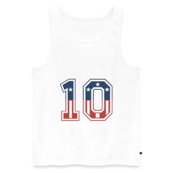 Number 10 USA - Men's Premium Organic Tank Top - white - Front - AI Model Male 178 light (178cm)