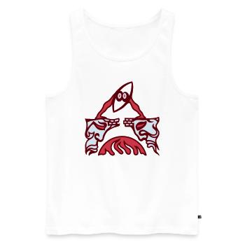 The dispute. Conflict on an old bridge. - Men's Premium Organic Tank Top - white - Front - AI Model Male 178 light (178cm)