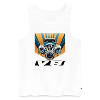 V8 - Männer Premium Bio Tank Top - Weiß - Vorne - Michal (187cm)