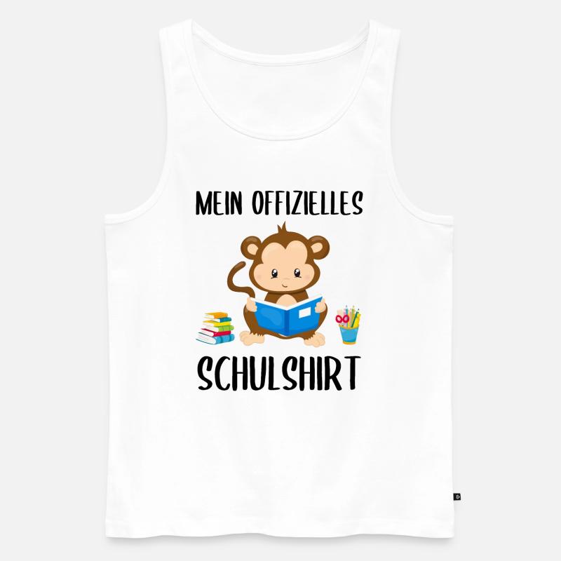 Affe Schulshirt Schulbeginn Schule Geschenk - Männer Premium Bio Tank Top - Weiß