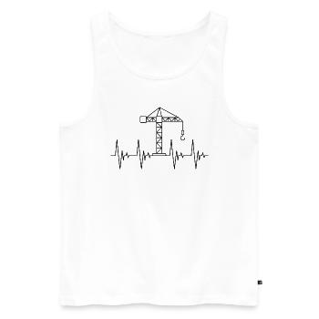 Crane black heartbeat construction vehicles - Men's Premium Organic Tank Top - white - Front - AI Model Male 178 light (178cm)