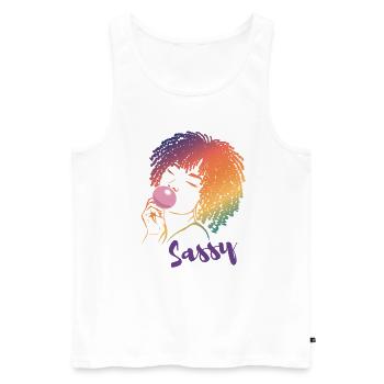 Sassy Chic with Afro Charm - Men's Premium Organic Tank Top - white - Front - AI Model Male 178 light (178cm)