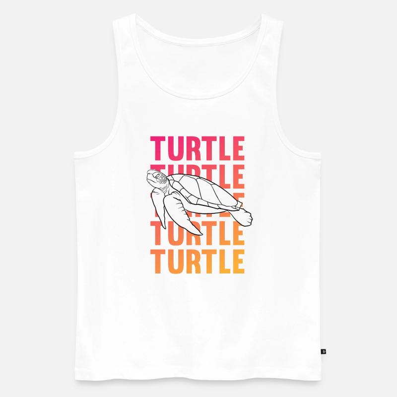 TURTLE Schattenbild Wortkunst Geschenk - Männer Premium Bio Tank Top - Weiß