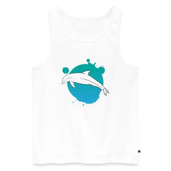 Stylish Dolphin Art Paint Splash - Men's Premium Organic Tank Top - white - Front - AI Model Male 178 light (178cm)