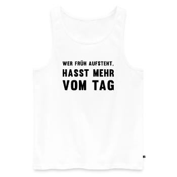 Anti-Morgenmensch Wecker-Snooze-Geschenk - Männer Premium Bio Tank Top - Weiß - Vorne - Michal (187cm)