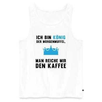 Morgenmuffel Kaffee-König Geschenkidee - Männer Premium Bio Tank Top - Weiß - Vorne - Michal (187cm)