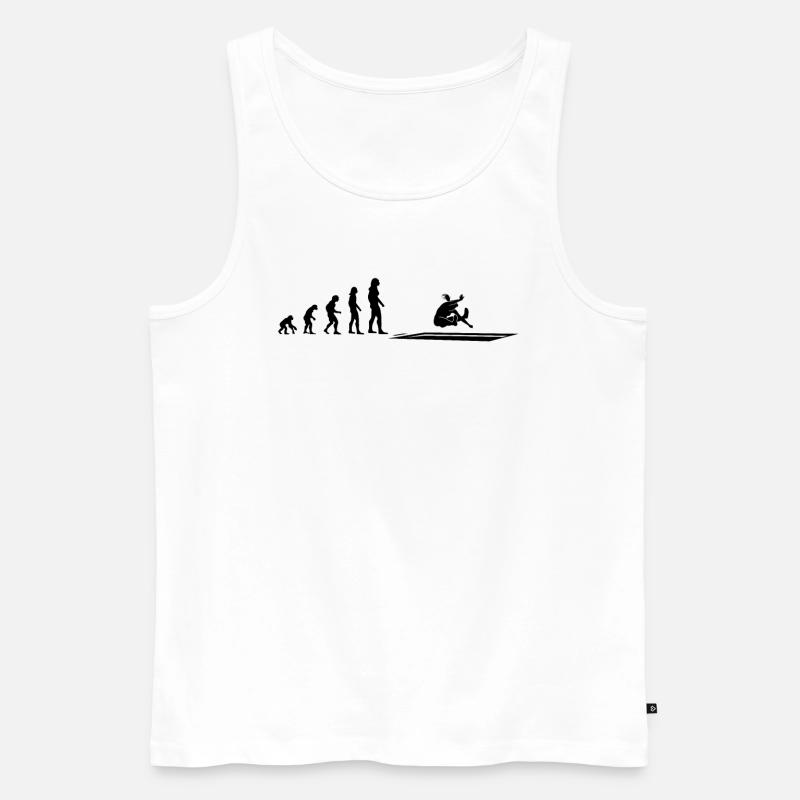 Weitsprung Evolution Athletin Geschenk - Männer Premium Bio Tank Top - Weiß