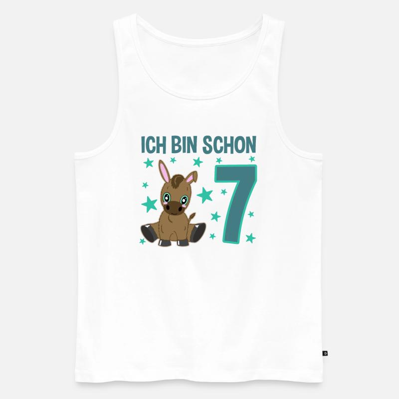 Siebenjährige Partyeselchen Glücksbringer - Männer Premium Bio Tank Top - Weiß