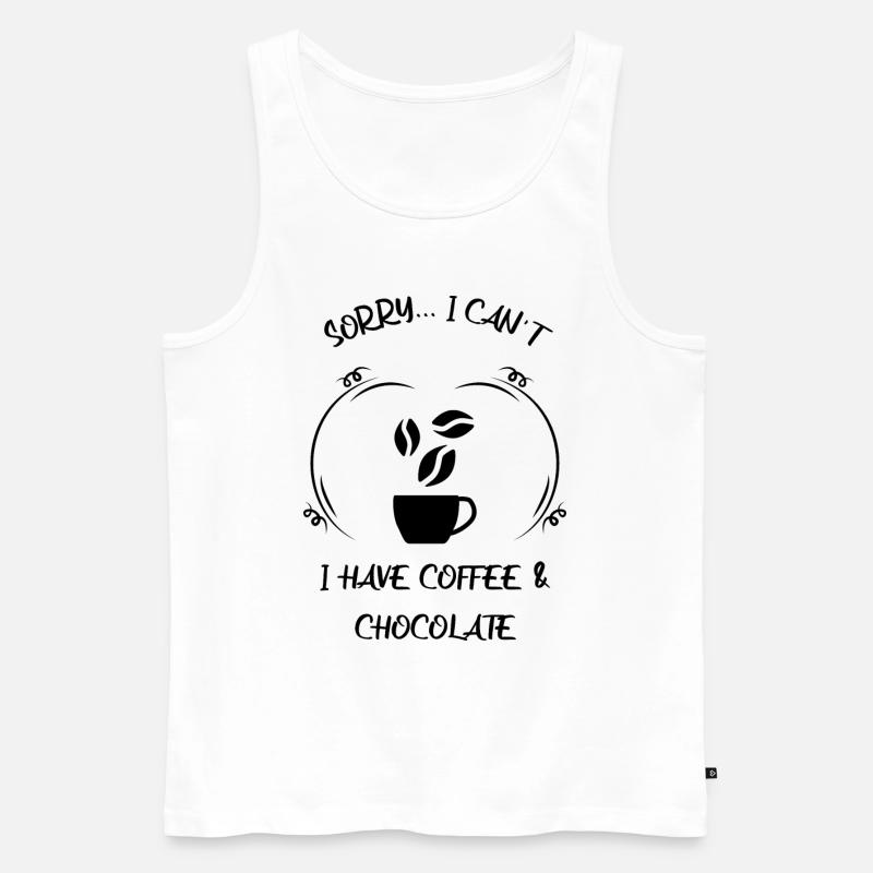 Kaffee Espresso Käffchen & Schokolade - Männer Premium Bio Tank Top - Weiß