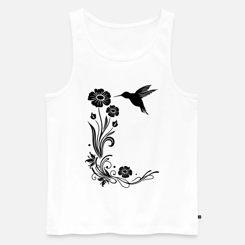 Kolibri Blumen - Männer Premium Bio Tank Top - Weiß