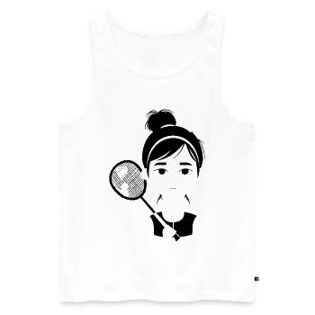 Joueur de badminton style dessin animé - Débardeur bio Premium Homme - blanc - Devant - Michal (187cm)