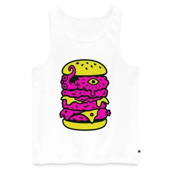 Monster Burger dans le style Pop Art - Débardeur bio Premium Homme - blanc - Devant - AI Model Male 178 light (178cm)