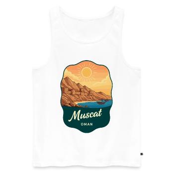 Muscat Oman Vintage Sunset Reiseabzeichen - Männer Premium Bio Tank Top - Weiß - Vorne - Michal (187cm)