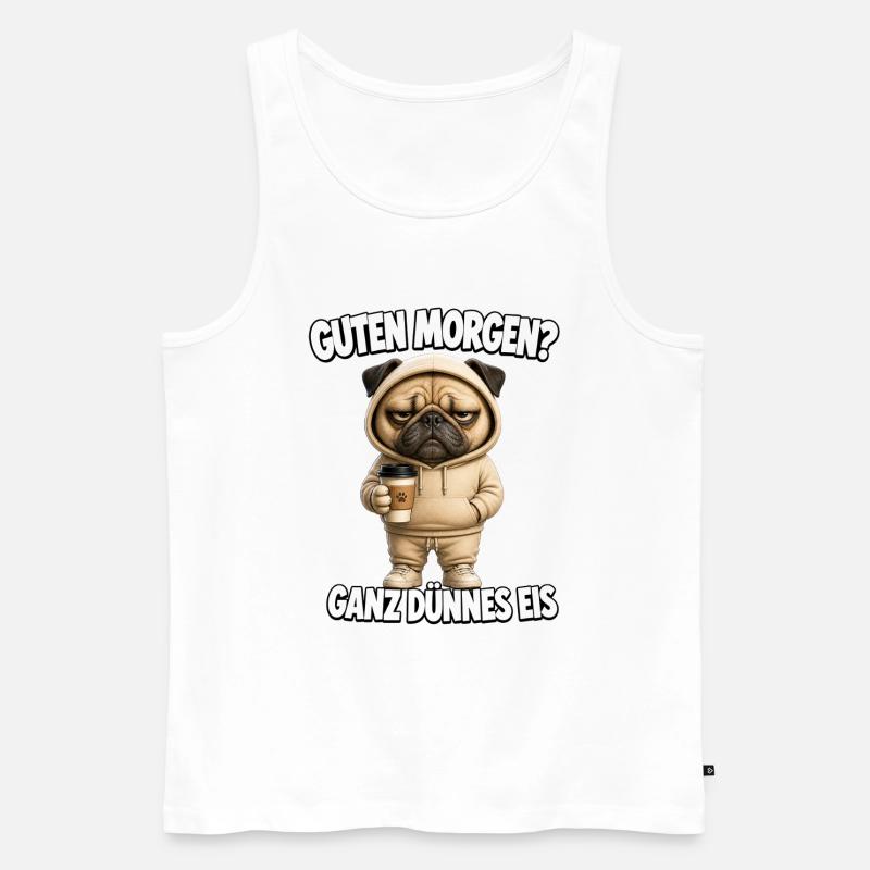 Lustiges Morgenmuffel Design mit Kaffee - Männer Premium Bio Tank Top - Weiß