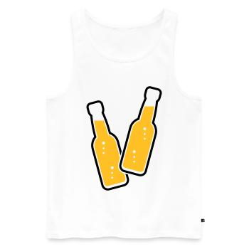 2 Flaschen Stoßen An (Bier / Limonade / POS 2C) - Männer Premium Bio Tank Top - Weiß - Vorne - AI Model Male 178 light (178cm)