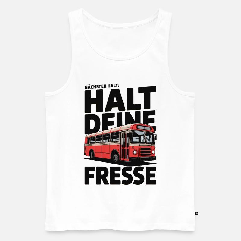 Roter Linienbus Pop-Art Spruch - Männer Premium Bio Tank Top - Weiß