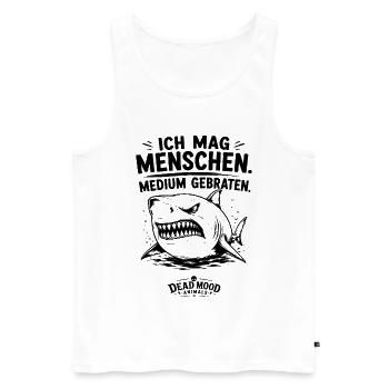 Ich mag Menschen. Medium gebraten. Böser Hai Fun. - Männer Premium Bio Tank Top - Weiß - Vorne - Michal (187cm)