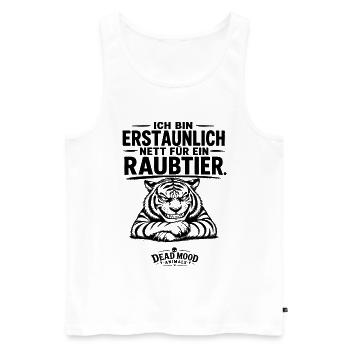 Lustiges Tiger Shirt | Schwarzer Humor & Sarkasmus - Männer Premium Bio Tank Top - Weiß - Vorne - Michal (187cm)