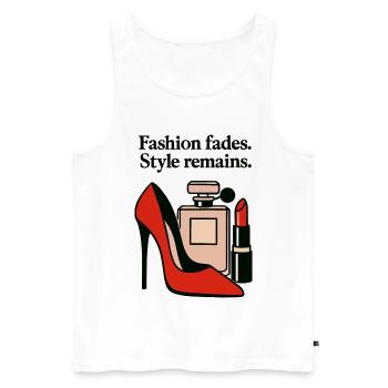 Fashion fades. Style remains. - Elegant High Heel  - Männer Premium Bio Tank Top - Weiß - Vorne - Michal (187cm)