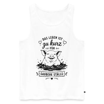 Zu kurz fürs saubere Ställe - Männer Premium Bio Tank Top - Weiß - Vorne - Michal (187cm)