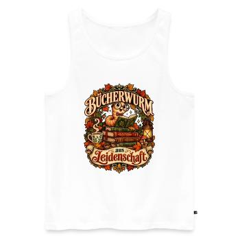 Bücherwurm aus Leidenschaft - Männer Premium Bio Tank Top - Weiß - Vorne - Michal (187cm)