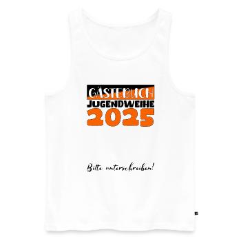 Consécration des jeunes 2025 Livre d'or Cadeau Filles Garçons - Débardeur bio Premium Homme - blanc - Devant - AI Model Male 178 light (178cm)