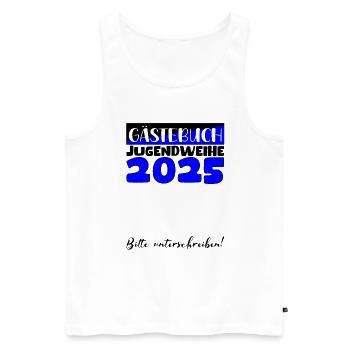 Consécration des jeunes 2025 Livre d'or Cadeau Filles Garçons - Débardeur bio Premium Homme - blanc - Devant - AI Model Male 178 light (178cm)