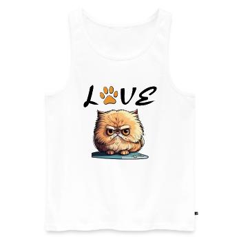 CAT HUMOR DRÖLES GIFT KITTEN LOVE CATS CAT - Men's Premium Organic Tank Top - white - Front - AI Model Male 178 light (178cm)