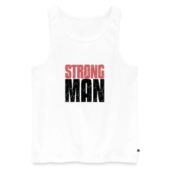 Strongman Fitness Gym Musculation - Débardeur bio Premium Homme - blanc - Devant - Michal (187cm)