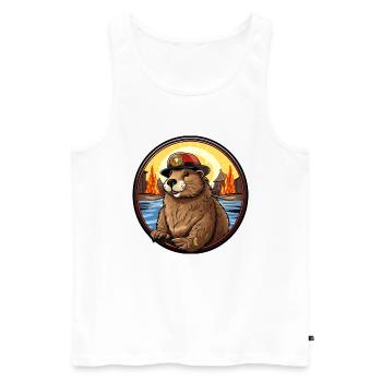 Feuerwehrmann Biber - Männer Premium Bio Tank Top - Weiß - Vorne - AI Model Male 178 light (178cm)