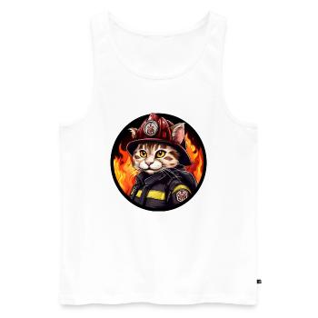 Katze Feuerwehr - Männer Premium Bio Tank Top - Weiß - Vorne - Michal (187cm)